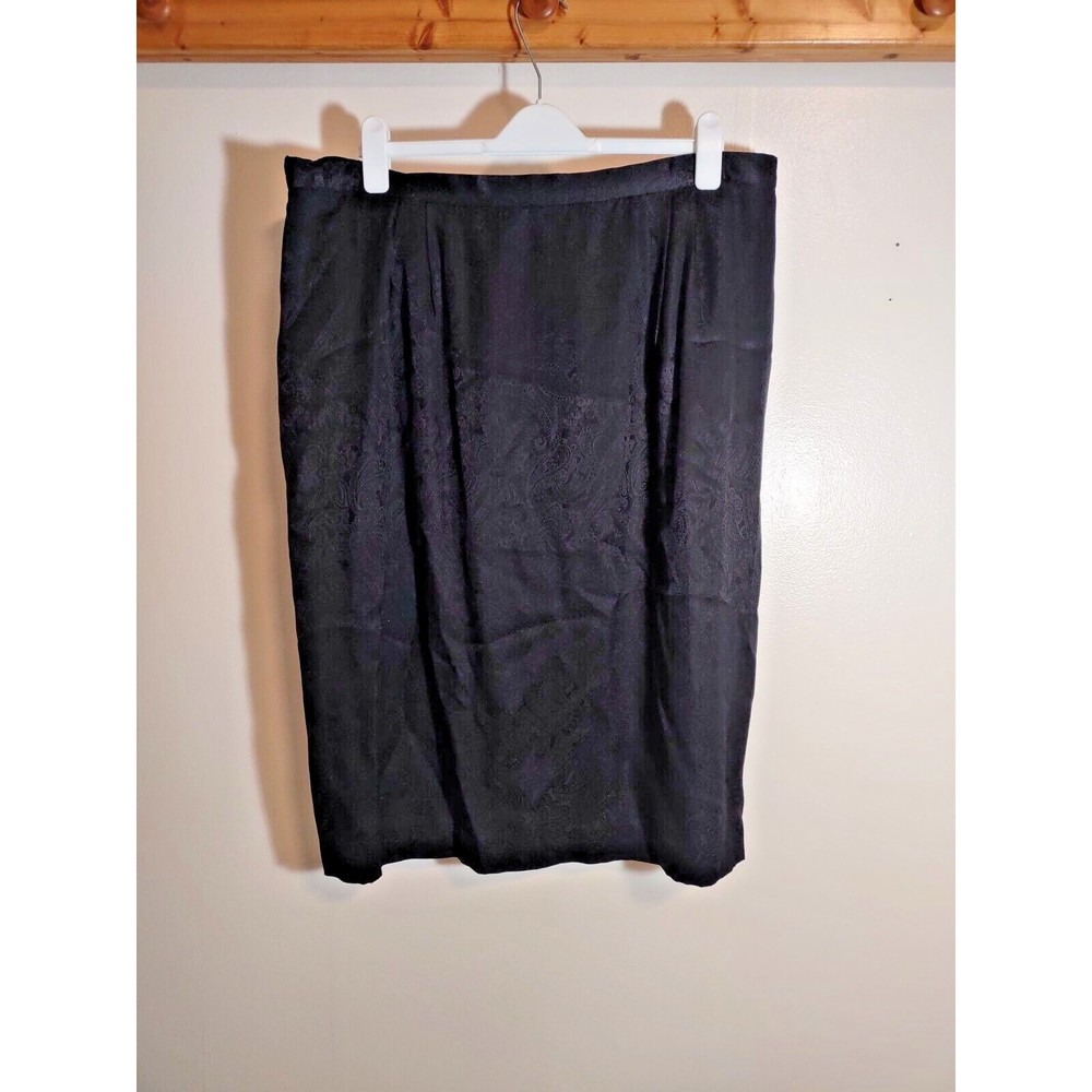 Adrianna Papell Women's 22 Black Paisley Silk Skirt Vintage Lined Art to Wear